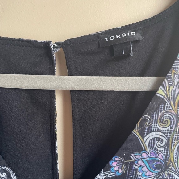 Torrid Mini Lurex Chiffon Tiered Dress sz 1X floral ruffle metallic grunge fairy - Picture 4 of 14